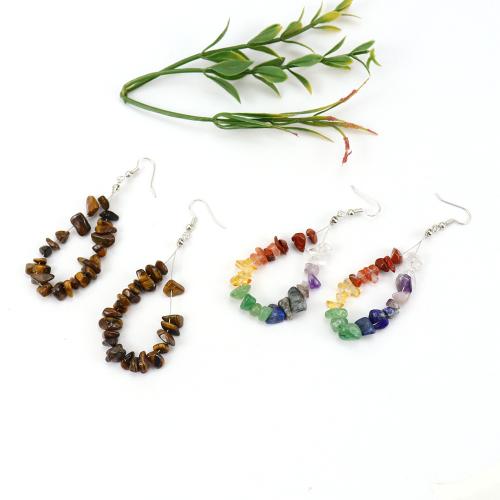 Natural Gemstone Earrings, Natural Stone, with Tibetan Style, fashion jewelry & different materials for choice, more colors for choice, nickel, lead & cadmium free, Sold By Pair