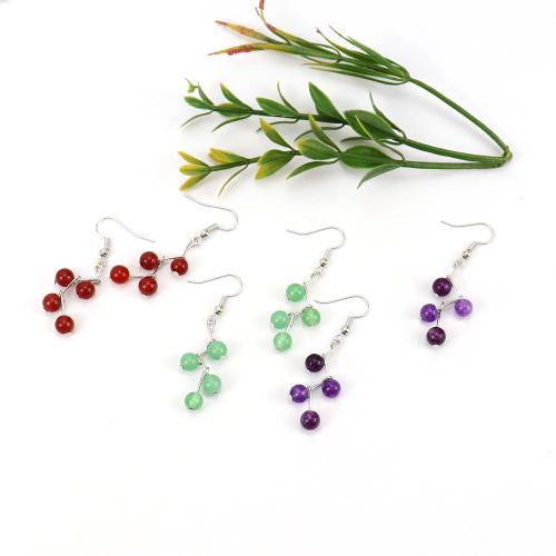 Natural Gemstone Earrings, Tibetan Style, with Natural Stone, plated, fashion jewelry & different materials for choice, more colors for choice, nickel, lead & cadmium free, Sold By Pair