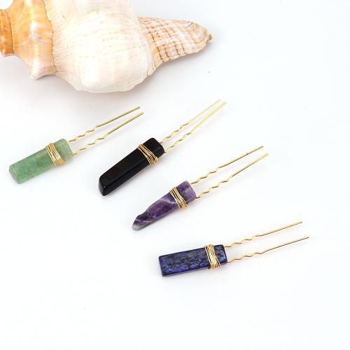 Hair Stick, Natural Stone, with Tibetan Style, fashion jewelry & different materials for choice, more colors for choice, nickel, lead & cadmium free, Sold By PC