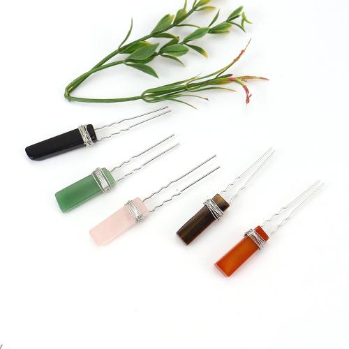 Palillos para el Cabello, Piedra natural, con aleación de zinc, Joyería & diferentes materiales para la opción, más colores para la opción, libre de níquel, plomo & cadmio, Vendido por UD