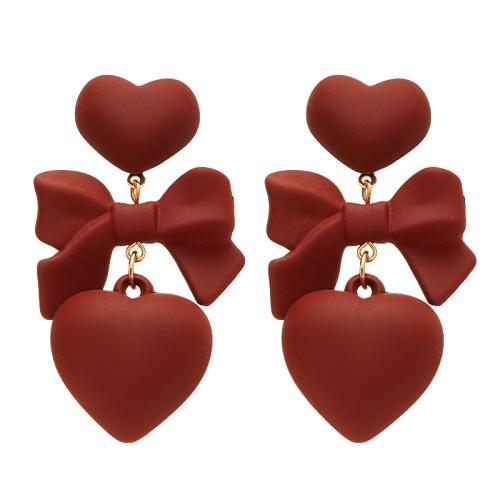 Boucles d'oreilles en alliage de zinc, avec plastique, Placage, bijoux de mode & pour femme & creux, plus de couleurs à choisir, 56x31mm, Vendu par paire