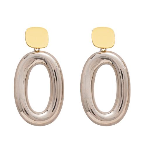 Boucles d'oreilles pendantes en laiton, avec alliage de zinc, Placage, pour femme & deux tons & creux, 60x30mm, Vendu par paire