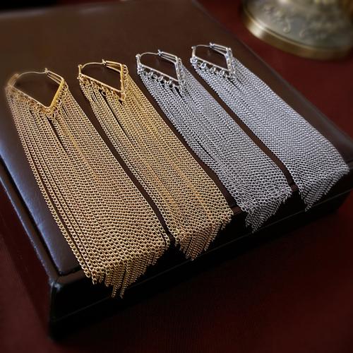 Fashion Fringe Earrings, Tibetan Style, plated, fashion jewelry & for woman & hollow, more colors for choice, 148x32mm, Sold By Pair