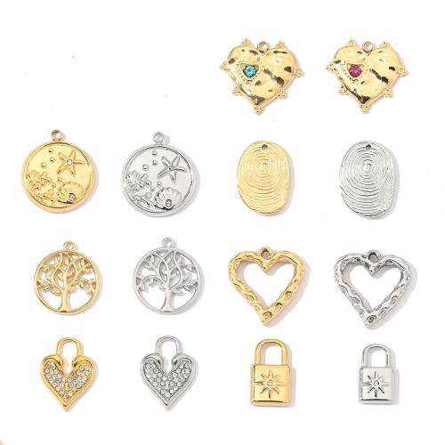 Stainless Steel Pendants, 304 Stainless Steel, Vacuum Ion Plating, DIY & with rhinestone, more colors for choice, 3PCs/Bag, Sold By Bag