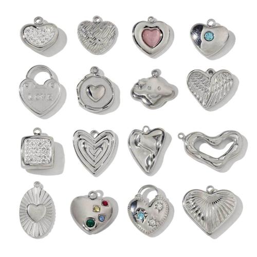 Stainless Steel Pendants, 304 Stainless Steel, Vacuum Ion Plating, DIY & with rhinestone, more colors for choice, 3PCs/Bag, Sold By Bag