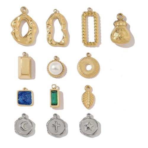 Stainless Steel Pendants, 304 Stainless Steel, with Freshwater Pearl, Vacuum Ion Plating, DIY & enamel & with rhinestone, more colors for choice, 3PCs/Bag, Sold By Bag