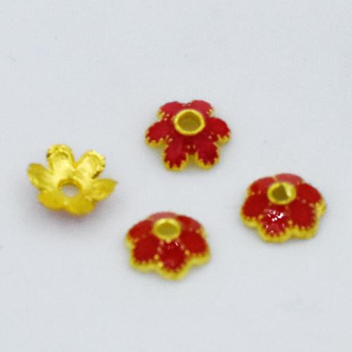 Tibetan Style Bead Cap, Flower, gold color plated, DIY & different size for choice & enamel, more colors for choice, nickel, lead & cadmium free, Approx 100PCs/Bag, Sold By Bag