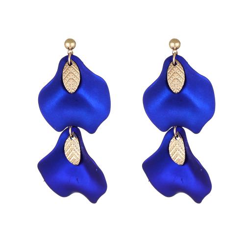 Acrylic Jewelry Earring, with Tibetan Style, petals, gold color plated, fashion jewelry & for woman, more colors for choice, nickel, lead & cadmium free, 25x58mm, Sold By Pair