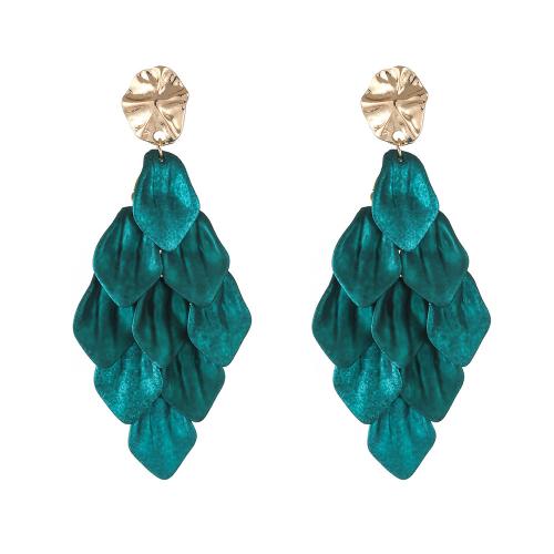 Boucle d'oreille bijoux acrylique, avec alliage de zinc, Pétales, Placage de couleur d'or, bijoux de mode & pour femme, plus de couleurs à choisir, 44x93mm, Vendu par paire