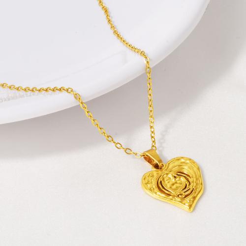 Stainless Steel Jewelry Necklace, 304 Stainless Steel, Heart, plated, for woman, more colors for choice, Length:40 cm, Sold By PC