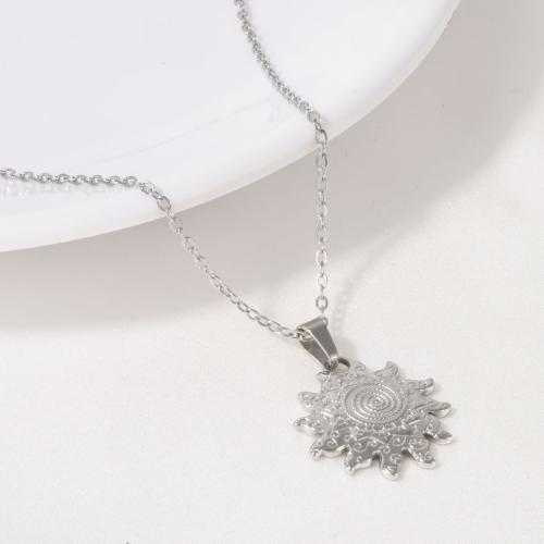 Stainless Steel Jewelry Necklace, 304 Stainless Steel, Sun, plated, for woman, more colors for choice, Length:40 cm, Sold By PC