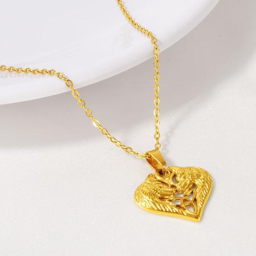 Stainless Steel Jewelry Necklace, 304 Stainless Steel, Heart, plated, for woman, more colors for choice, Length:40 cm, Sold By PC