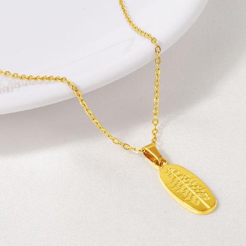 Stainless Steel Jewelry Necklace, 304 Stainless Steel, Leaf, plated, for woman, more colors for choice, Length:40 cm, Sold By PC