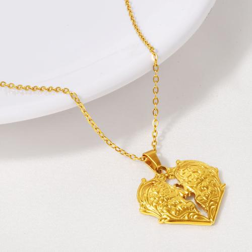 Stainless Steel Jewelry Necklace, 304 Stainless Steel, Heart, plated, for woman, more colors for choice, Length:40 cm, Sold By PC