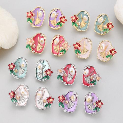 Boucles d'oreilles en perles d'eau douce, laiton, avec perle d'eau douce cultivée, Placage, pour femme & émail, plus de couleurs à choisir, protéger l'environnement, sans nickel, plomb et cadmium, Vendu par paire