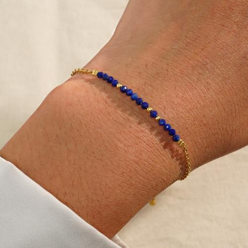 Bracelets de pierres précieuses, Acier inoxydable 304, avec pierre gemme, Placage de couleur d'or, pour femme, plus de couleurs à choisir, Vendu par PC