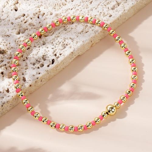 Seedbead Bracelet, with Elastic Thread & Brass, for woman, more colors for choice, Sold By PC