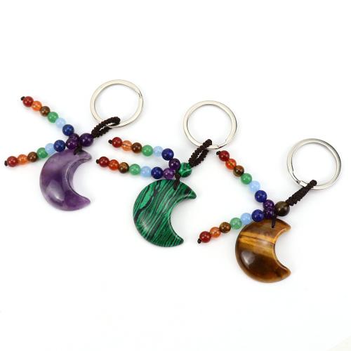 Bag Purse Charms Keyrings Keychains, Natural Stone, with Knot Cord & Tibetan Style, fashion jewelry & different materials for choice, more colors for choice, Sold By PC