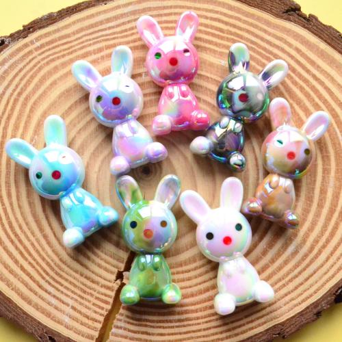 Plated Acrylic Beads, Rabbit, DIY, more colors for choice, 38.60x20.30x12mm, Hole:Approx 2.5mm, 100PCs/Bag, Sold By Bag