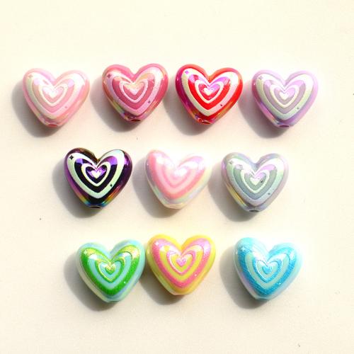 Plated Acrylic Beads, Heart, DIY, more colors for choice, 15.20x17x7mm, 50PCs/Bag, Sold By Bag