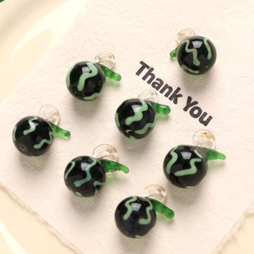 Plants Lampwork Pendants, Glass, Watermelon, DIY, green, 23x21mm, 100PCs/Bag, Sold By Bag