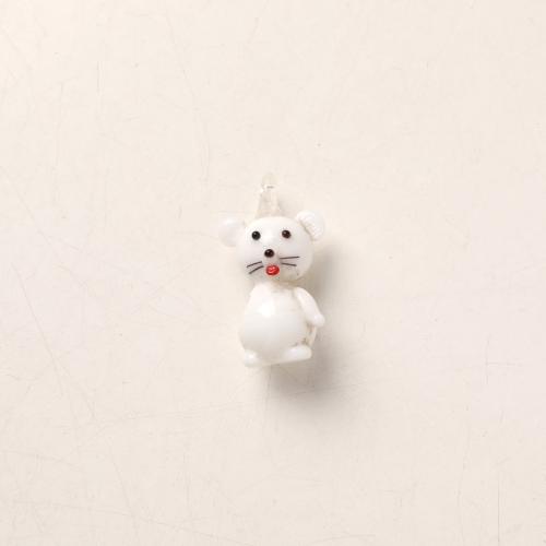 Pendentifs Murano de mode, chalumeau, souris, DIY, blanc, 29.50x16mm, 100PC/sac, Vendu par sac