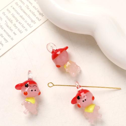 Fashion Lampwork Pendants, Pig, DIY, mixed colors, 30x16mm, 100PCs/Bag, Sold By Bag