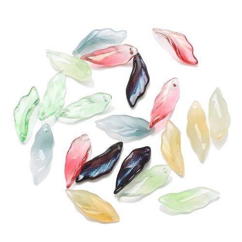 Fashion Lampwork Pendants, Glass, Leaf, DIY, more colors for choice, 9x25mm, 20PCs/Bag, Sold By Bag