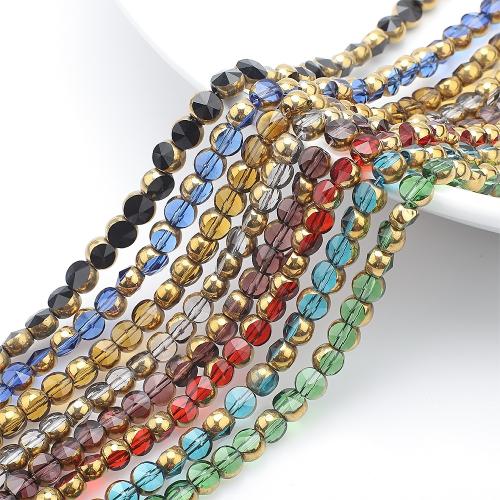 Fashion Glass Beads, gold color plated, DIY, more colors for choice, 6x6mm, Approx 48PCs/Strand, Sold By Strand