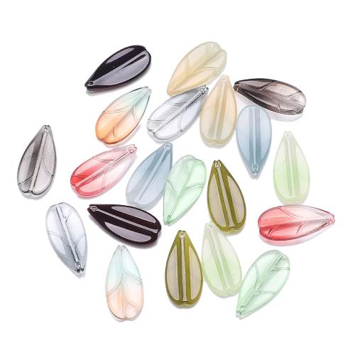 Perles en verre de mode, feuille, DIY, plus de couleurs à choisir, 13x26mm, 20PC/sac, Vendu par sac