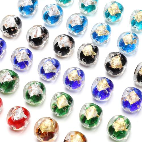 Gold Foil Lampwork Beads, DIY, more colors for choice, 10x12mm, Hole:Approx 1.5mm, Sold By PC