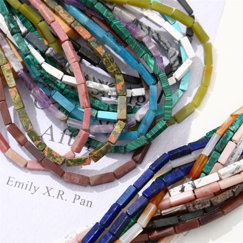 Gemstone Jewelry Beads, Natural Stone, Rectangle, DIY & different materials for choice, more colors for choice, nickel, lead & cadmium free, 4x13mm, Approx 30PCs/Strand, Sold By Strand