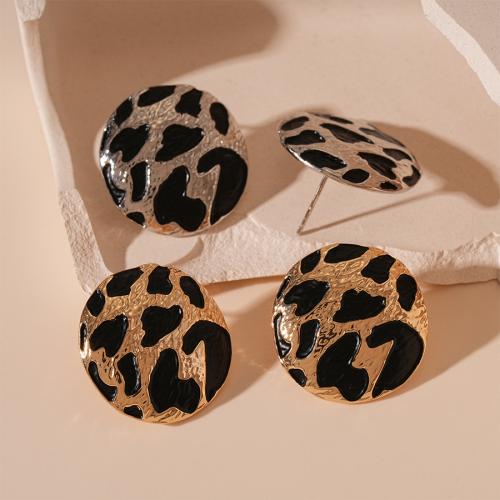 Tibetan Style Stud Earring, Round, plated, fashion jewelry & for woman & enamel, more colors for choice, Sold By Pair