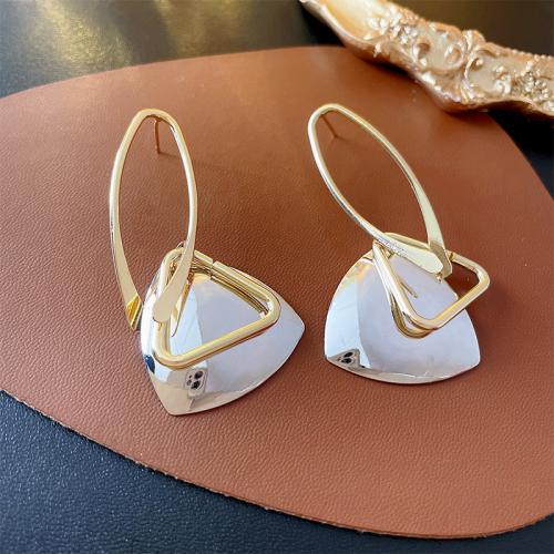 Brass Drop Earring, plated, fashion jewelry & for woman & two tone, 56x27mm, Sold By Pair