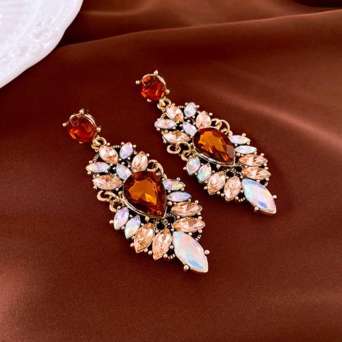 Rhinestone Earring, Tibetan Style, fashion jewelry & for woman & with rhinestone, multi-colored, 74x27mm, Sold By Pair