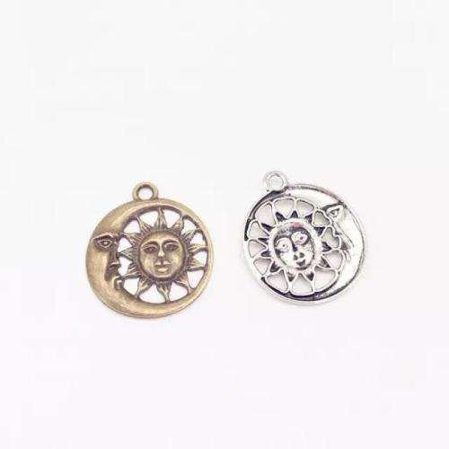 Tibetan Style Pendants, Moon, plated, DIY, more colors for choice, 28x24x2mm, 100PCs/Bag, Sold By Bag