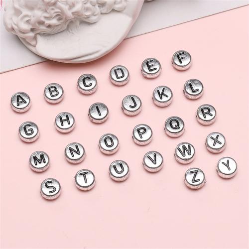 Alphabet Acrylic Beads, Vacuum Ion Plating, letters are from A to Z & DIY, more colors for choice, 6x6mm, 50PCs/Bag, Sold By Bag