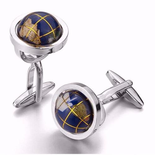 Brass Cufflinks, with Resin, Globe, plated, fashion jewelry & for man, more colors for choice, 20mm, Sold By Pair