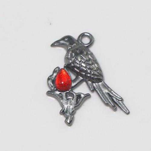 Tibetan Style Animal Pendants, Bird, silver color plated, DIY, nickel, lead & cadmium free, 26x21x4mm, Sold By PC