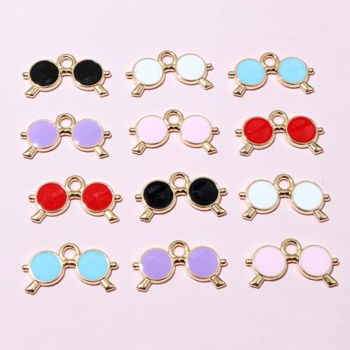 Tibetan Style Enamel Pendants, Glasses, gold color plated, DIY, more colors for choice, nickel, lead & cadmium free, 10x18mm, Approx 100PCs/Bag, Sold By Bag