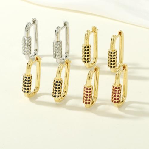 Cubic Zirconia Micro Pave Brass Earring, gold color plated, micro pave cubic zirconia & for woman, more colors for choice, nickel, lead & cadmium free, Sold By Pair