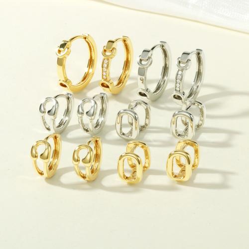 Brass Huggie Hoop Earring, plated, different styles for choice & micro pave cubic zirconia & for woman, more colors for choice, nickel, lead & cadmium free, Sold By Pair