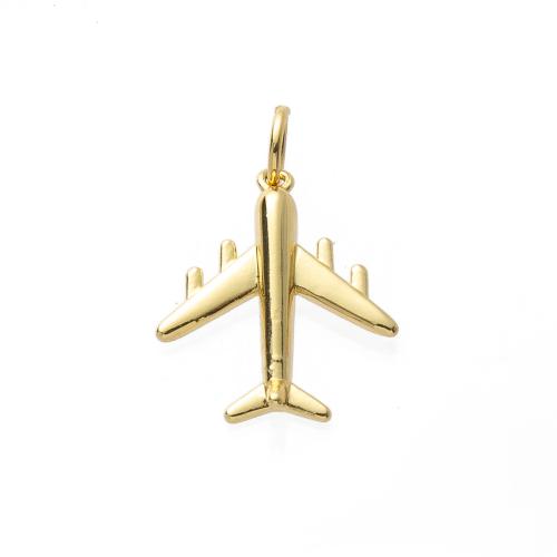 Brass Jewelry Pendants, Airplane, gold color plated, DIY, nickel, lead & cadmium free, 14x2.86x20mm, Sold By PC