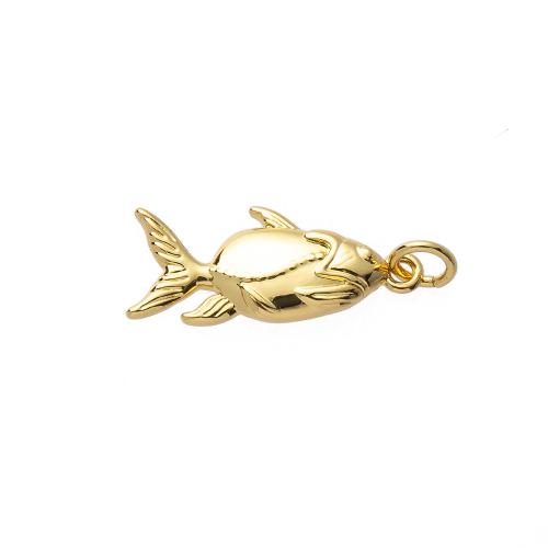 Bijoux pendentifs en laiton, poisson, Placage de couleur d'or, DIY, protéger l'environnement, sans nickel, plomb et cadmium, 24.70x3x9mm, Vendu par PC