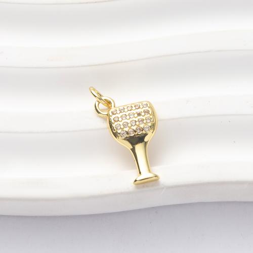 Cubic Zirconia Micro Pave Brass Pendant, Cup, gold color plated, DIY & micro pave cubic zirconia, nickel, lead & cadmium free, 9.78x3x21mm, Sold By PC