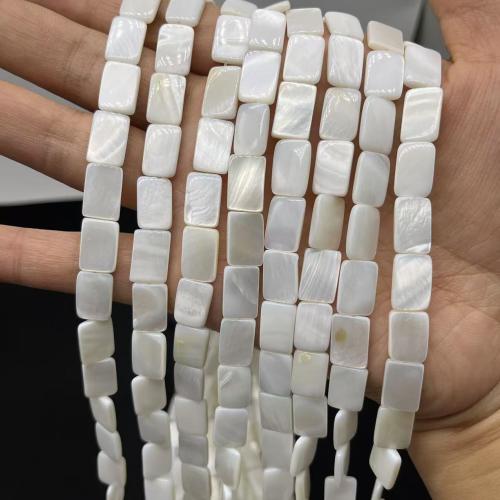 Natural Freshwater Shell Beads, Rectangle, DIY, white, 8.50x12.50mm, Approx 68PCs/Strand, Sold By Strand