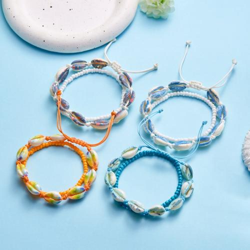 Shell Jewelry Bracelet, Nylon Cord, with Seedbead & Shell, fashion jewelry, more colors for choice, Sold By PC