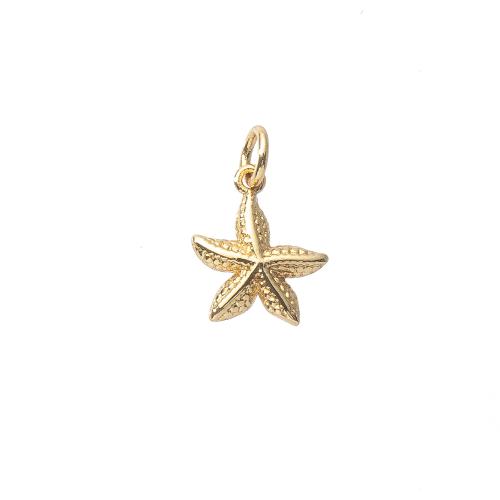 Brass Jewelry Pendants, Starfish, gold color plated, DIY, nickel, lead & cadmium free, 9x2x13mm, Sold By PC