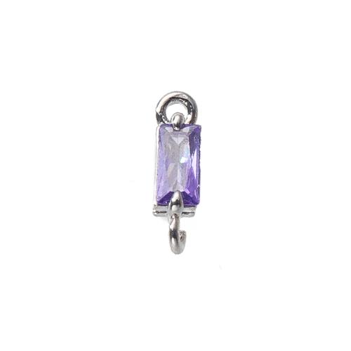 Pendentifs en laiton zircon cubique (CZ), rectangle, Placage, DIY & pavé de micro zircon, plus de couleurs à choisir, protéger l'environnement, sans nickel, plomb et cadmium, 2x3x10mm, Vendu par PC