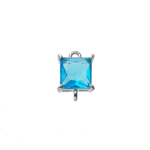 Pendentifs en laiton zircon cubique (CZ), Carré, Placage, DIY & pavé de micro zircon, plus de couleurs à choisir, protéger l'environnement, sans nickel, plomb et cadmium, 7x3x10mm, Vendu par PC